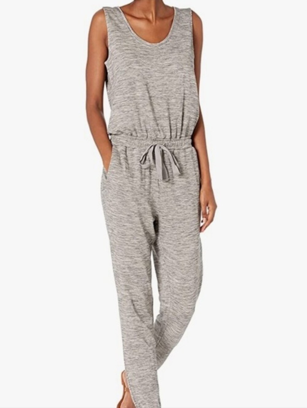 Daily Ritual Heather Gray Tie Waist Casual Comfy Jumpsuit Small